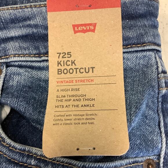 Levis Womens 29 Blue Medium Wash 725 Kick Bootcut Jeans High Rise Stretch F4-4 - Picture 8 of 9